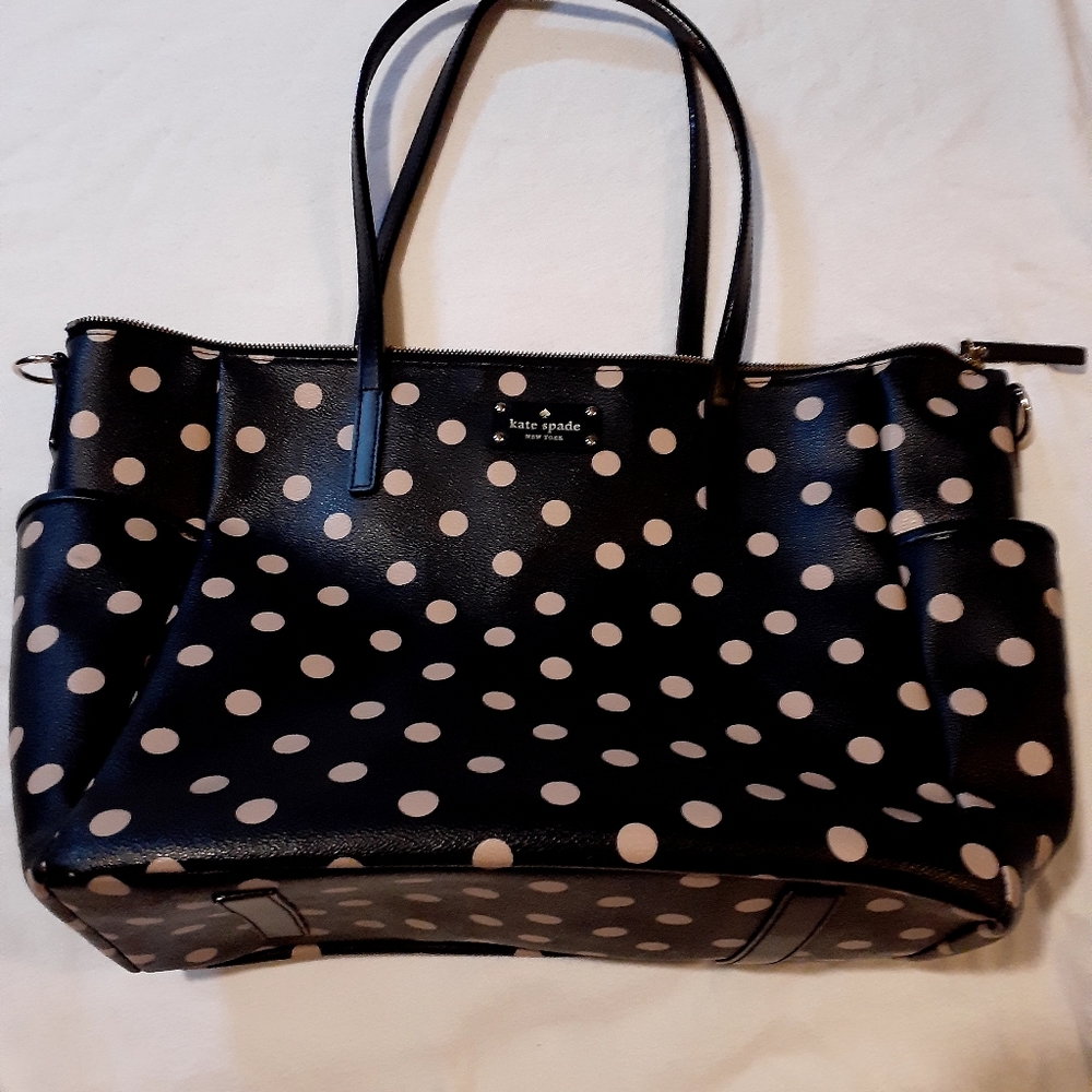 Kate spade black and tan polka dot large tote